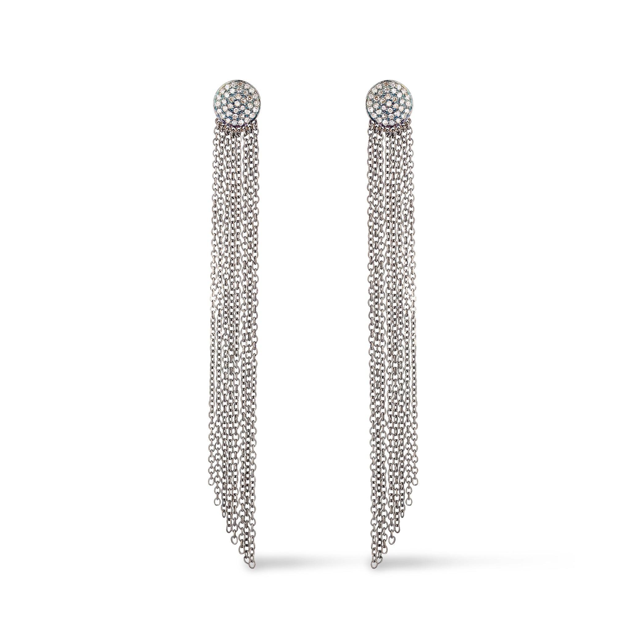 Silver and Diamond Chain Link Earrings