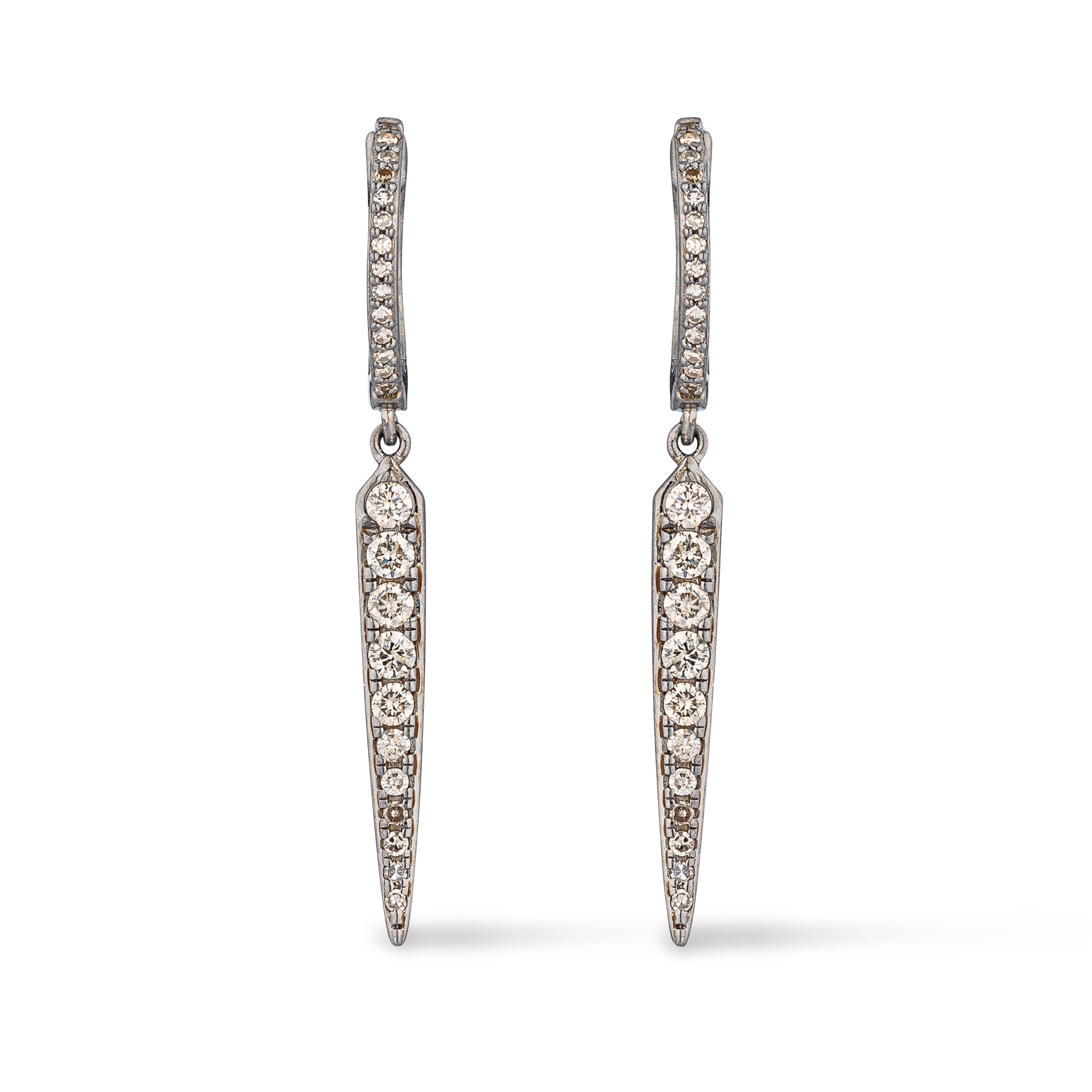 Sterling and Diamond Spike Drop Earring