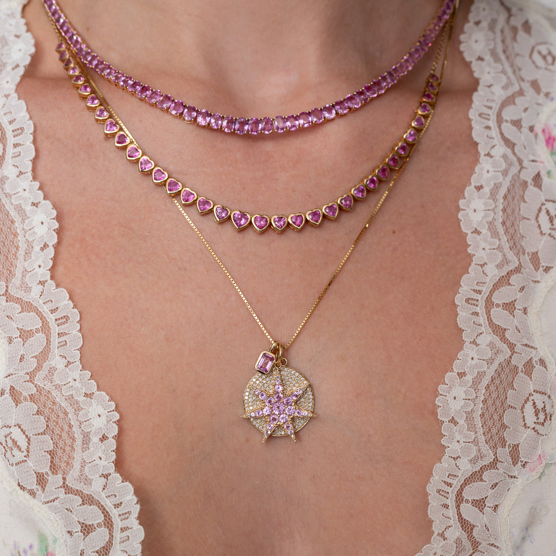 Extra Large Yellow Gold and Diamond Disk Pendant