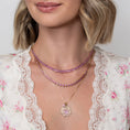 Load image into Gallery viewer, 14 Karat Yellow Gold Adjustable Pink Sapphire Heart Tennis Necklace 8.00cts 16.00"

