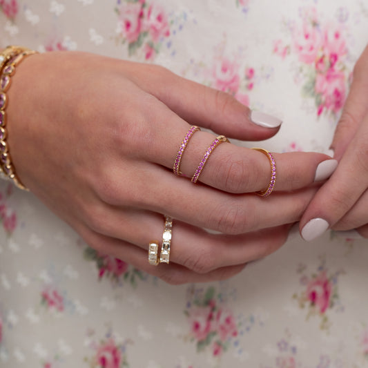 14 Karat Yellow Gold Pink Sapphire Knuckle Ring