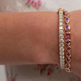 Load image into Gallery viewer, 14 Karat Yellow Gold Multi Shape Pink Sapphire Bracelet
