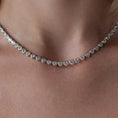 Load image into Gallery viewer, White Gold Bezel Set 10.00cts Full Cut Diamond Heart 17.00" Tennis Necklace
