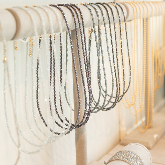 2mm Gray Metallic Quartz Beaded Necklace