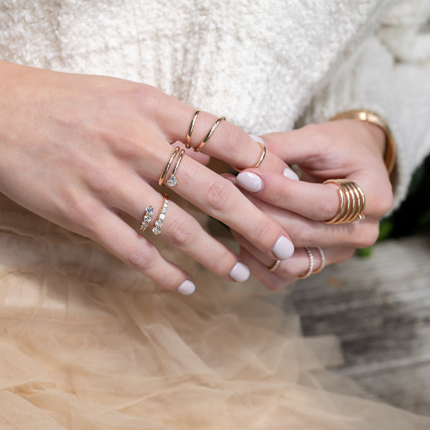 14 Karat Rose Gold and Diamond Bypass Ring