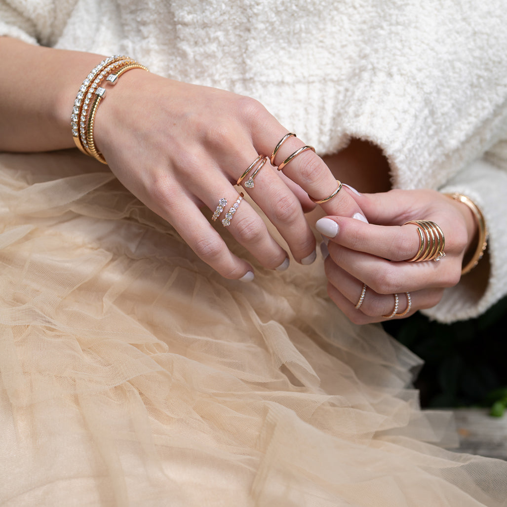 14 Karat Rose Gold and Diamond Bypass Ring