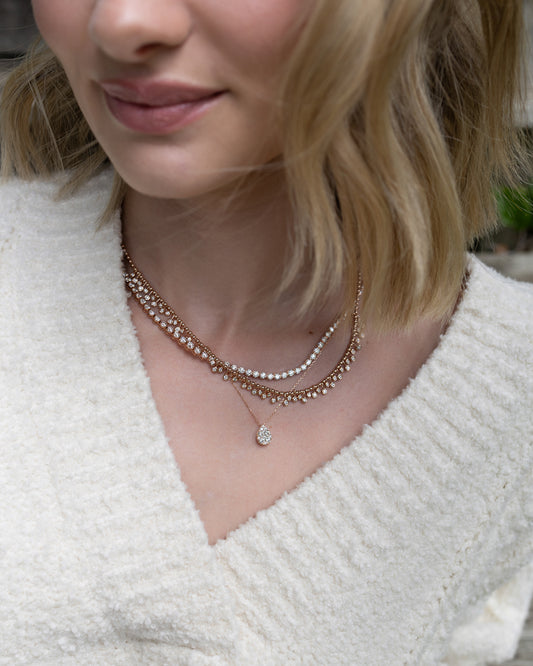 Rose Gold Pave Diamond Slide Large Pear Necklace