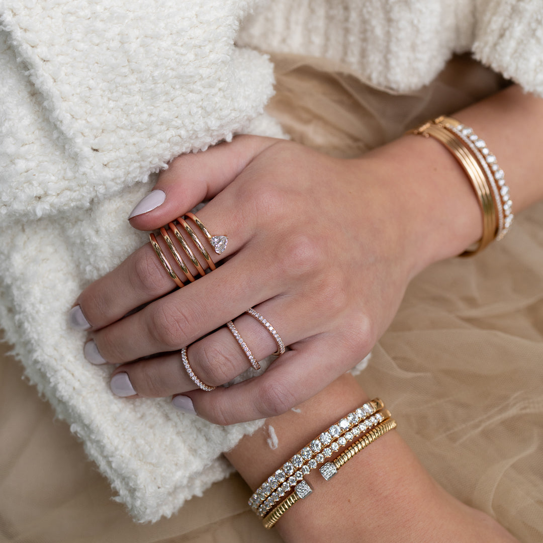 14 Karat Rose Gold Diamond Knuckle Ring