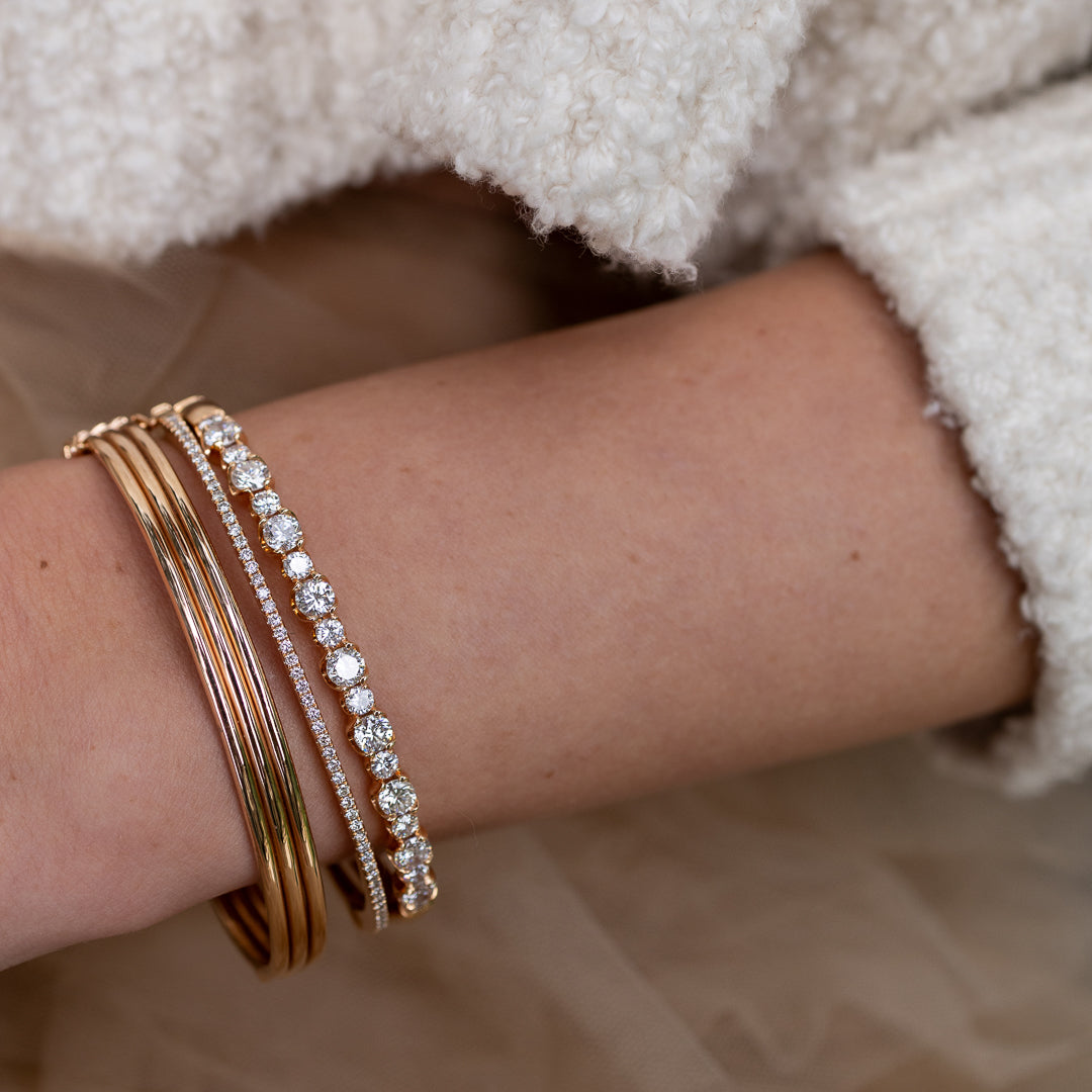 18 Karat Rose Gold .75cts Diamond Hinge Bracelet