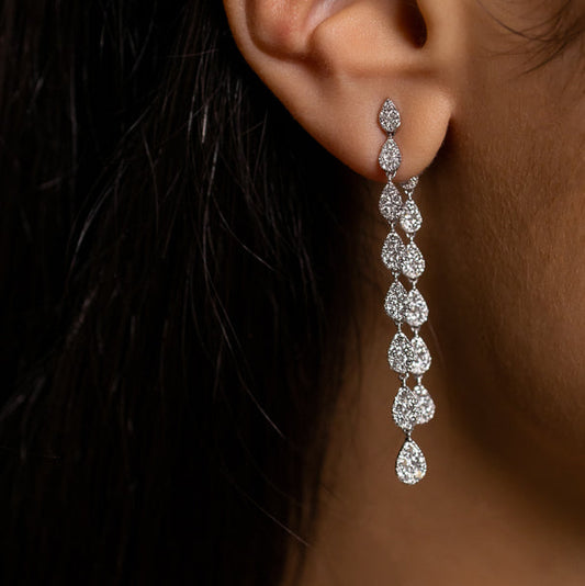 18 Karat White Gold and Diamond Convertible Drop Earrings