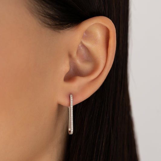 Paperclip Timeless 25mm White Gold Diamond Hoops