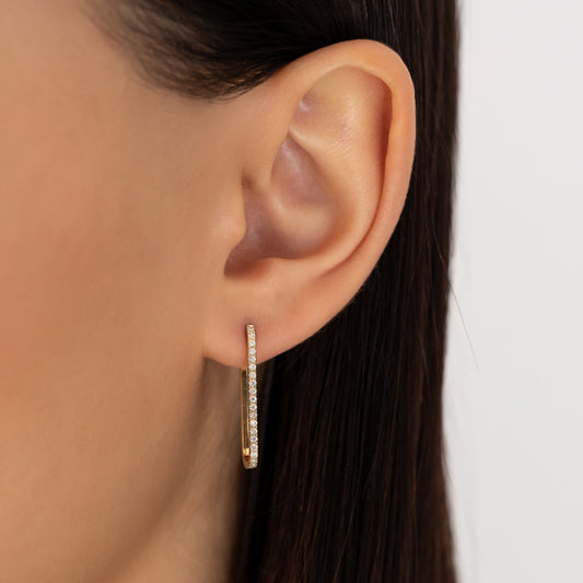 Paperclip Timeless 25mm Yellow Gold Diamond Hoops