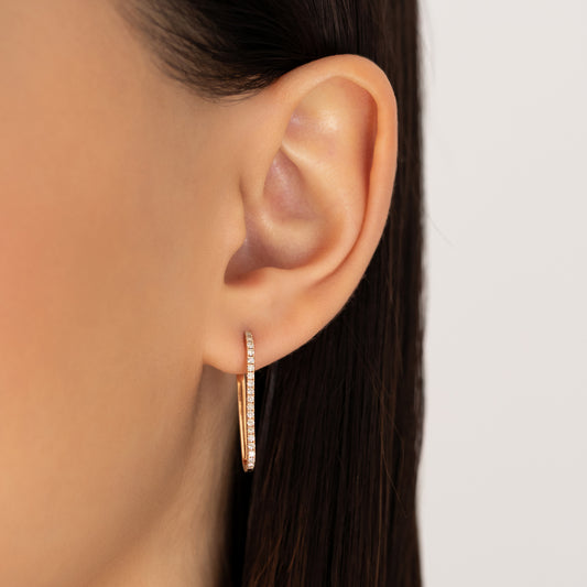 Paperclip Timeless 25mm Rose Gold Diamond Hoops