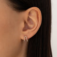 Load image into Gallery viewer, Round Split Huggie 12mm Yellow Gold Diamond Hoops
