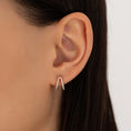 Load image into Gallery viewer, Round Split Huggie 12mm Rose Gold Diamond Hoops
