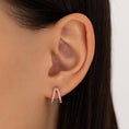Load image into Gallery viewer, Round Split Huggie 12mm Rose Gold Diamond Hoops
