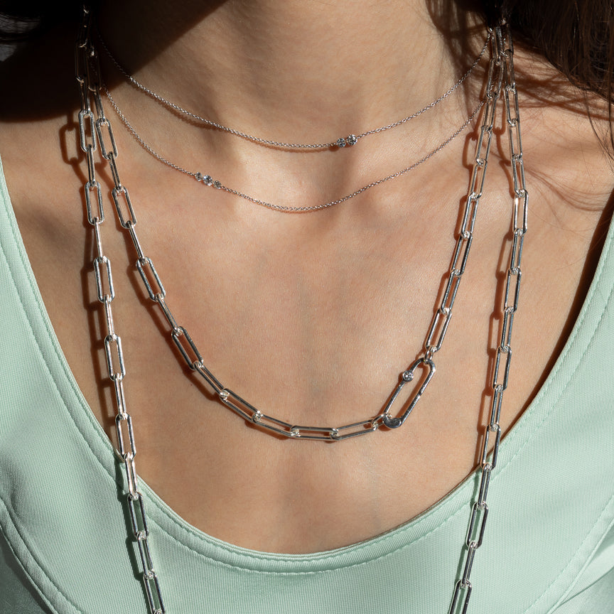 14 Karat White Gold Aspen Air Two Diamond Necklace