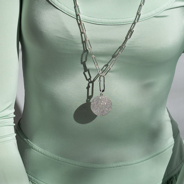 White Gold Jumbo Diamond Disk Pendant