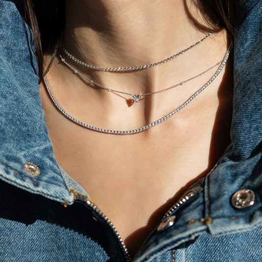 14 Karat White Gold Aspen Air Diamond Heart Necklace