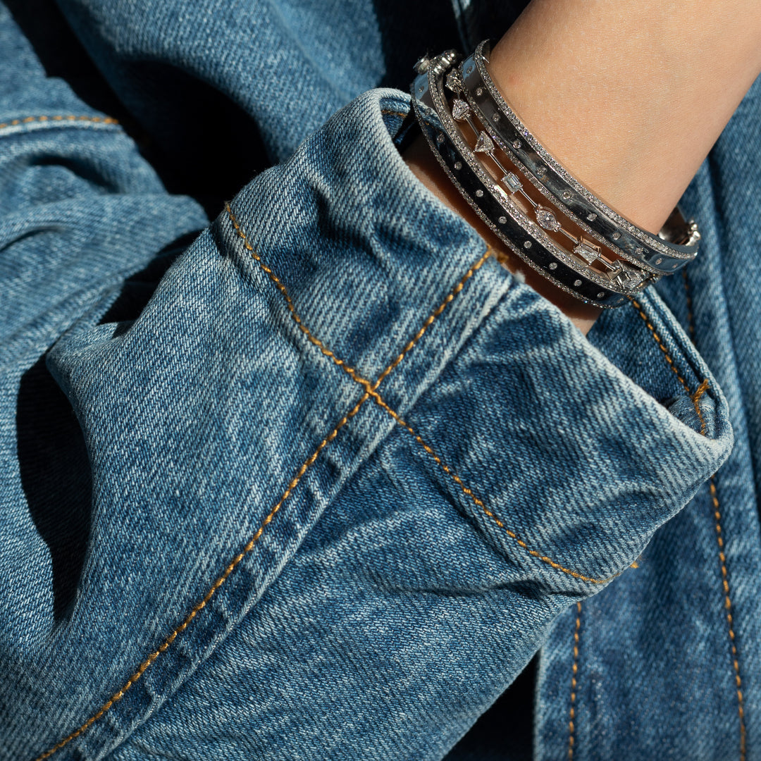 White Gold and Diamond High Polished Blake Bracelet