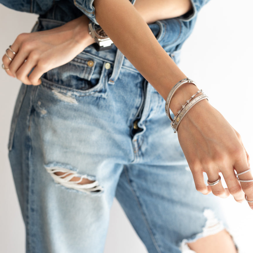 White Gold and Diamond High Polished Blake Bracelet