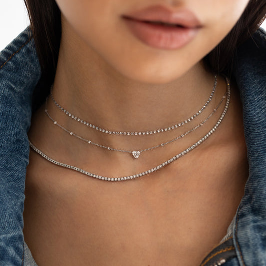 White Gold All The Way 3.25cts Diamond 18" Tennis Necklace