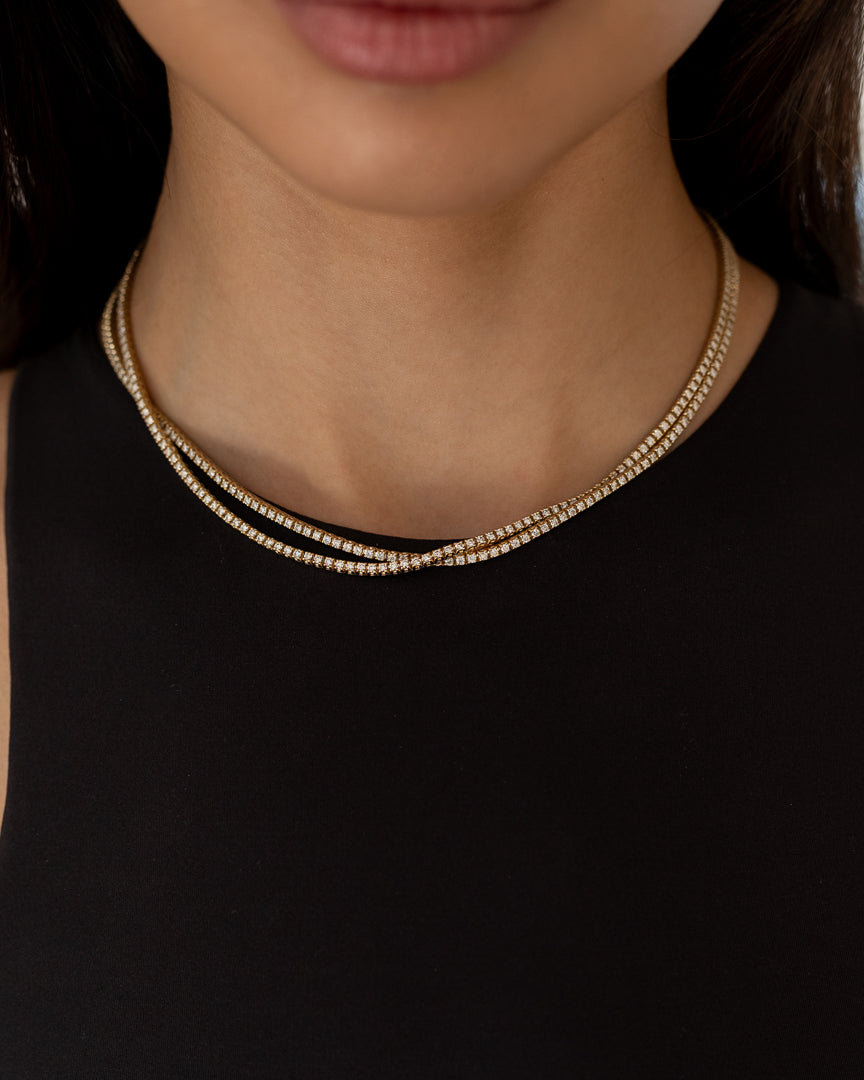 All The Way Diamond Yellow Gold 6.00cts Long 30" Tennis Necklace