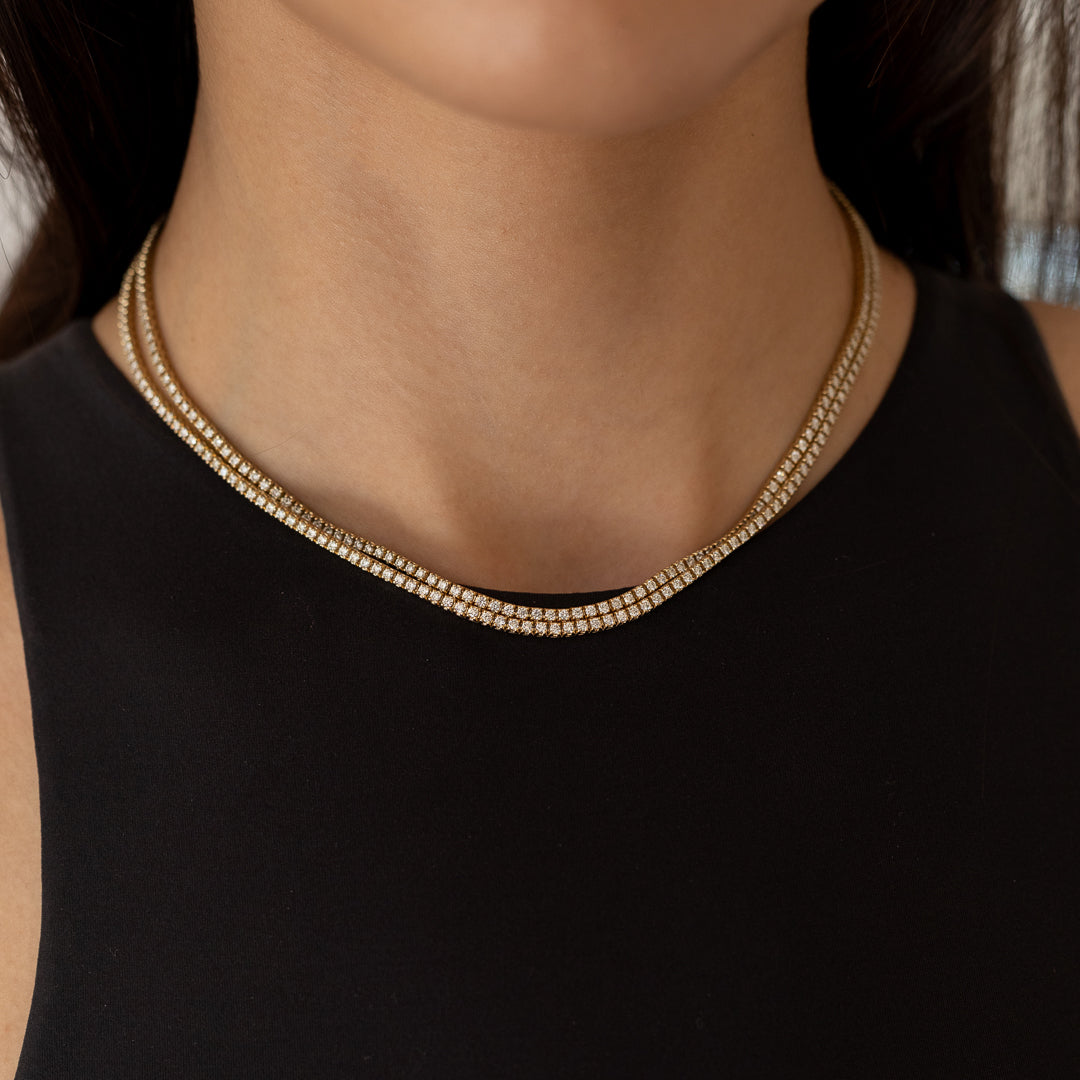 All The Way Diamond Yellow Gold 6.00cts Long 30" Tennis Necklace