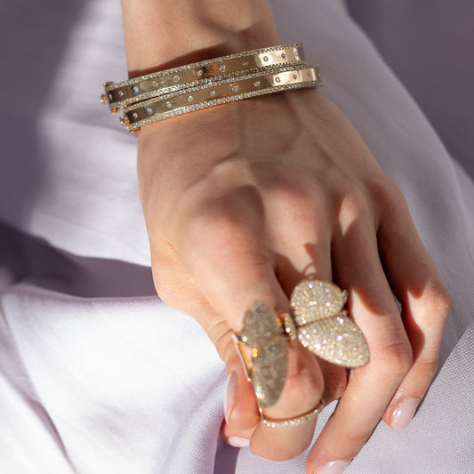 Yellow Gold and Diamond High Polished Blake Bracelet