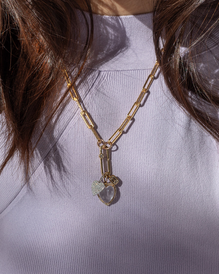 White Gold and Diamond Heart Charm