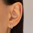 Load image into Gallery viewer, Three Row Pave Diamond 10mm Hoops

