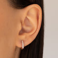 Load image into Gallery viewer, Three Row Pave Diamond 10mm Hoops
