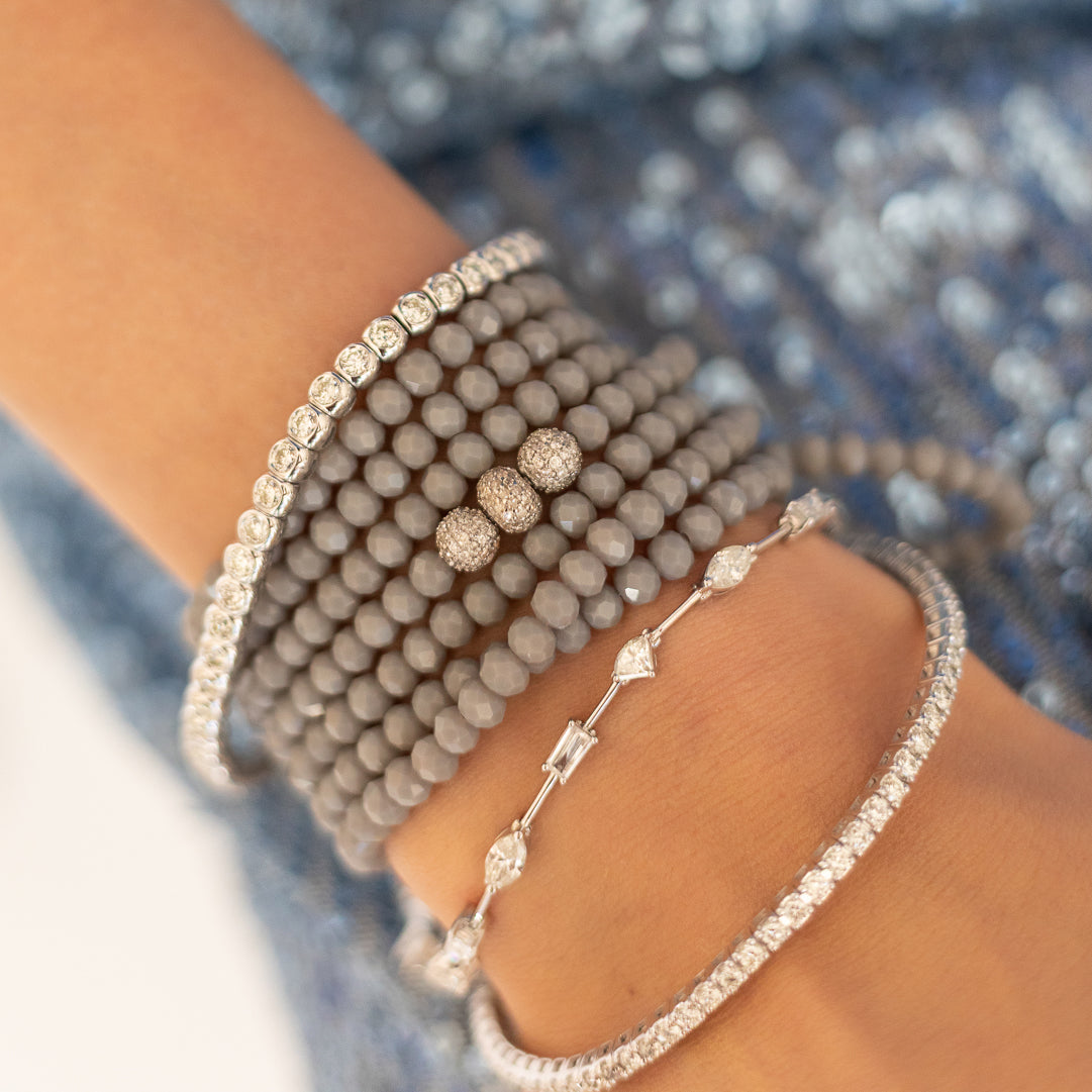 White Gold and Diamond Bezel Set Stretch Tennis Bracelet 4.00cts