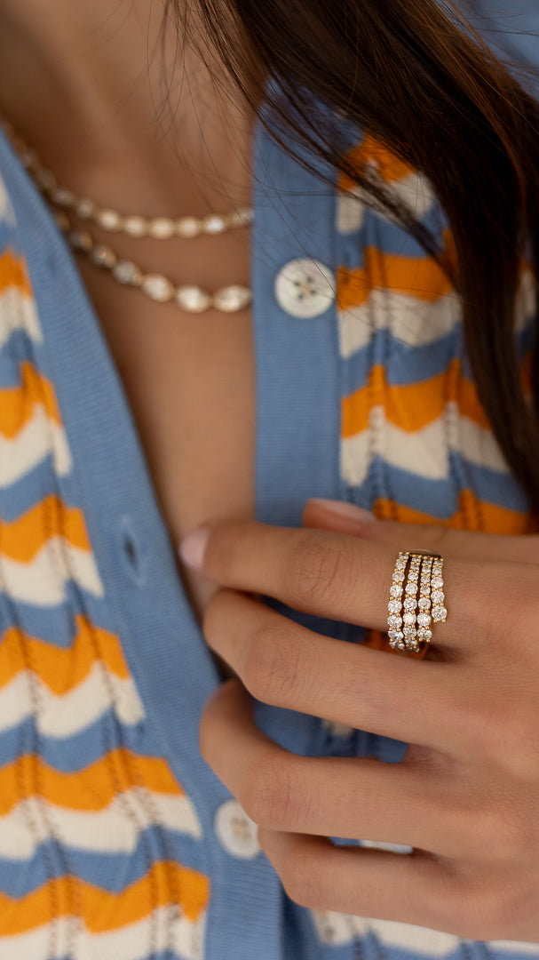 18 Karat Yellow Gold Diamond Cascading Ring