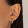 Load image into Gallery viewer, Three Row Pave Diamond 15mm Hoops
