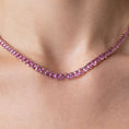 Load image into Gallery viewer, 14 Karat Gold and Pink Sapphire 10.00cts Oval 16.00" Tennis Necklace
