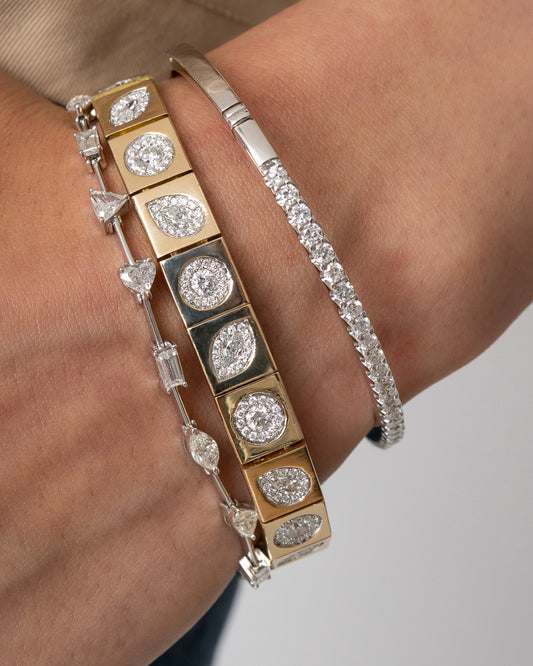 14 Karat Two Tone Multi Shape Diamond Bracelet