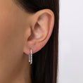 Load image into Gallery viewer, Rectangle High Polished Alternating 20mm Diamonds Hoops
