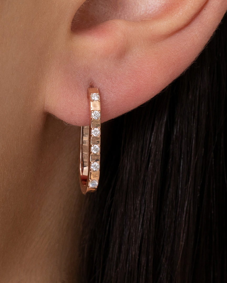 Rectangle High Polished Alternating 20mm Diamonds Hoops