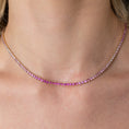Load image into Gallery viewer, 14 Karat Gold and Ombre Pink Sapphire 8.00cts Oval 16.00" Tennis Necklace
