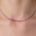 Load image into Gallery viewer, 14 Karat Gold and Ombre Pink Sapphire 8.00cts Oval 16.00" Tennis Necklace
