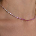 Load image into Gallery viewer, 14 Karat Gold and Ombre Pink Sapphire 8.00cts Oval 16.00" Tennis Necklace
