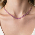 Load image into Gallery viewer, 14 Karat Gold and Pink Sapphire 10.00cts Oval 16.00" Tennis Necklace
