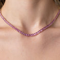 Load image into Gallery viewer, 14 Karat Gold and Pink Sapphire 10.00cts Oval 16.00" Tennis Necklace
