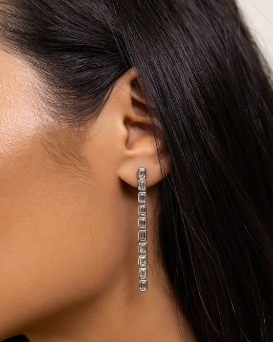 18 Karat Emerald Cut Diamond Earrings