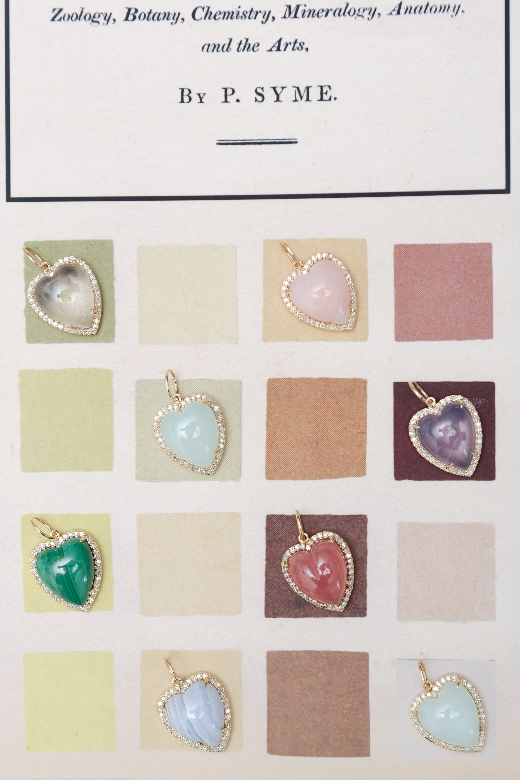 Yellow Gold Diamond and Pink Opal Chubby Heart Charm