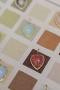 Load image into Gallery viewer, Yellow Gold Diamond and Strawberry Quartz Chubby Heart Charm

