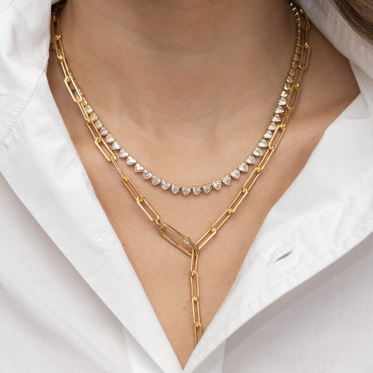 Gold Filled Chain Large Diamond Clasp Necklace