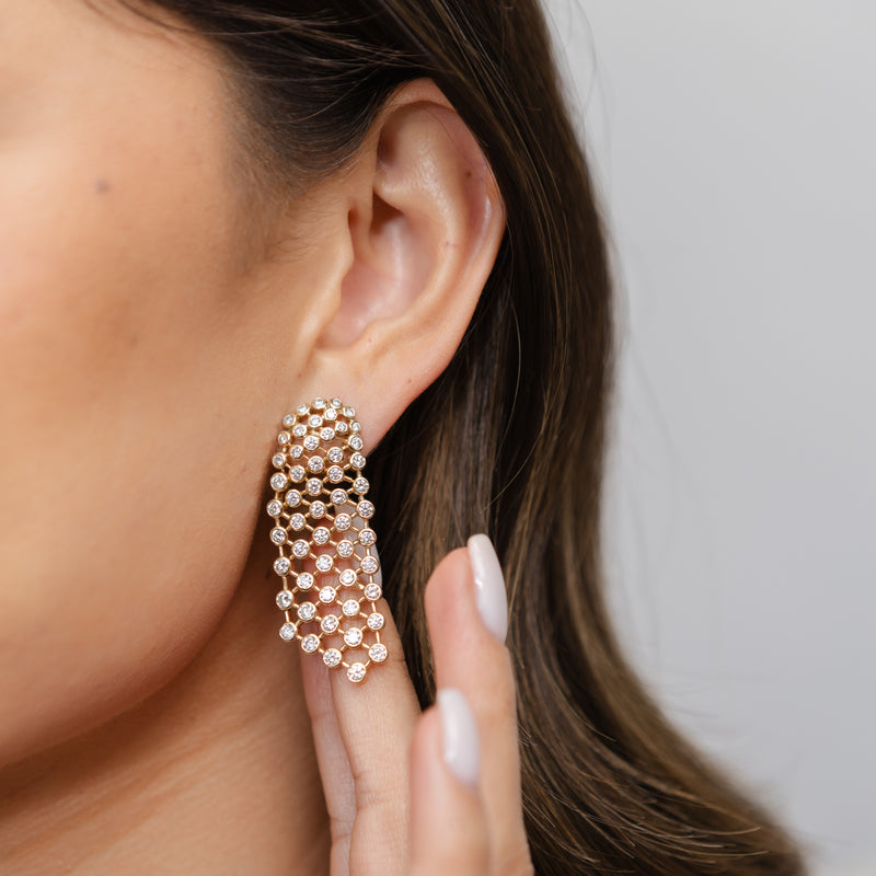 14 Karat Gold Bezel Set Diamond Drop Earrings