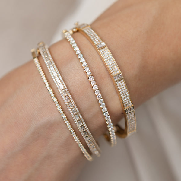 Yellow Gold and Diamond Vertical Art Deco Cuff Bracelet